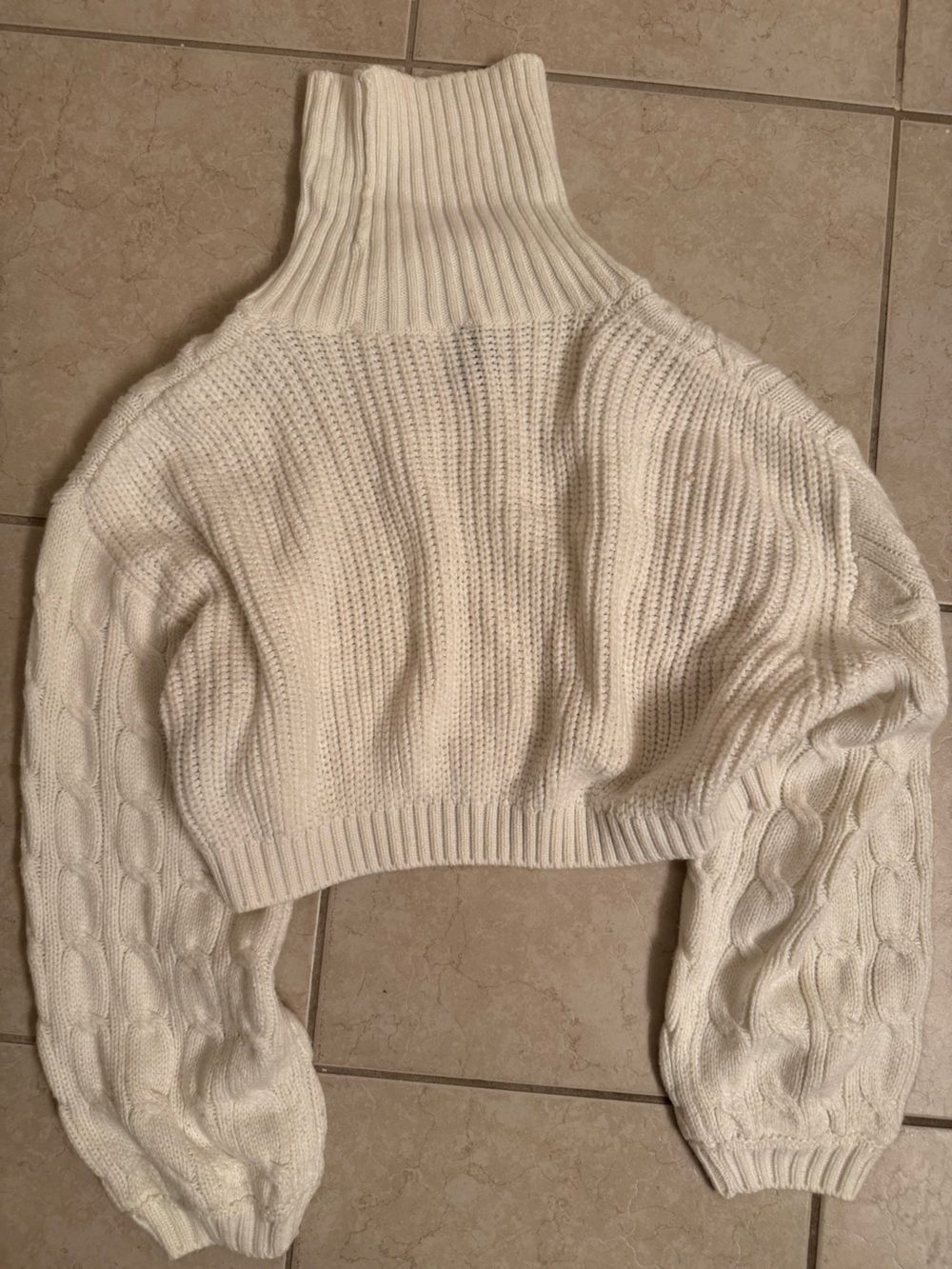 H&M Cream Cable & Rib Knit Crewneck Sweater